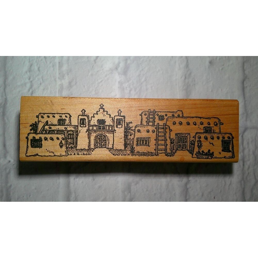 Southwest Adobe Pueblo Village Church Rubber Stamp Card Making Art Crafts